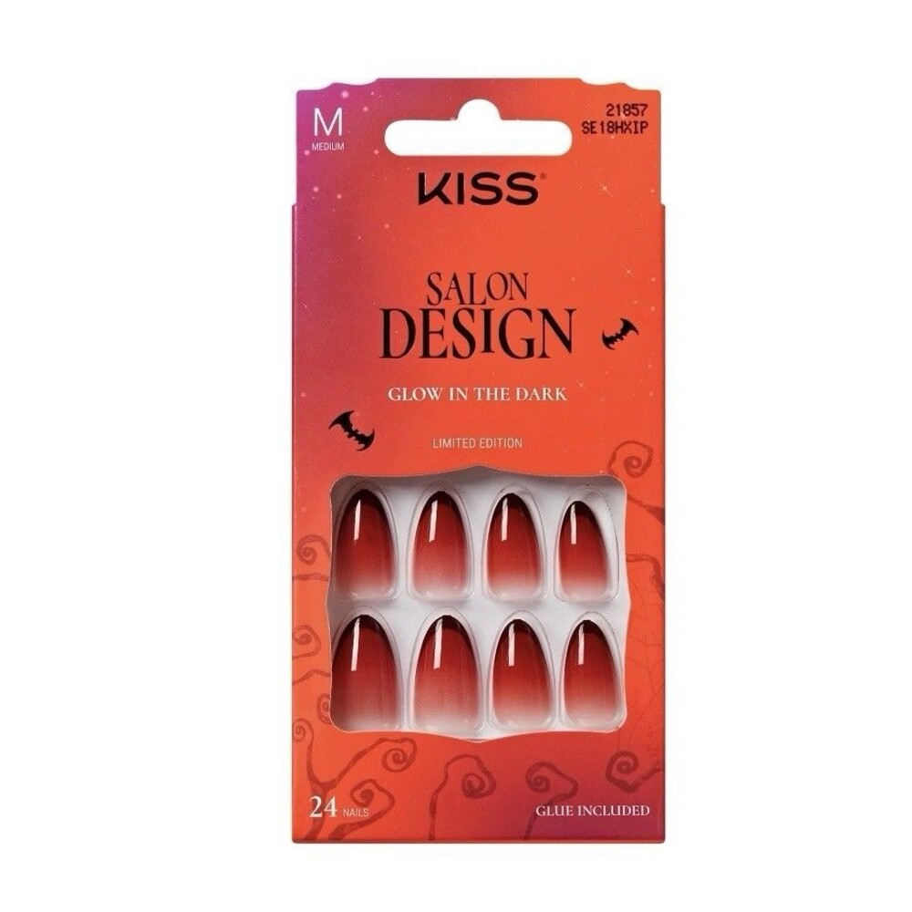 KISS Salon Design Limited Edition Halloween Press On Glow Nails ‘Jeepers’ Medium